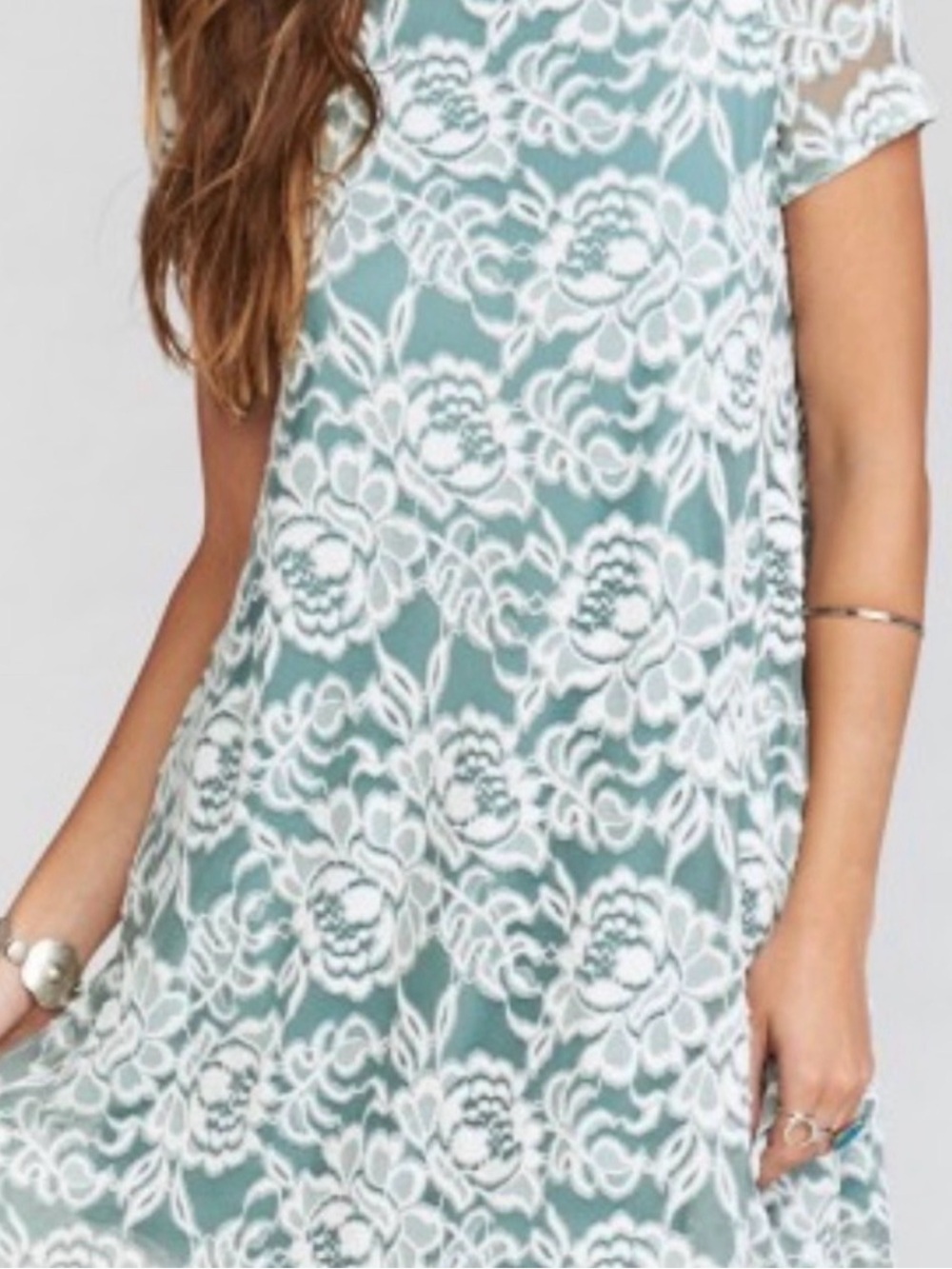 Show Me Your MuMu Women's Lace Overlay Mint Green Dress